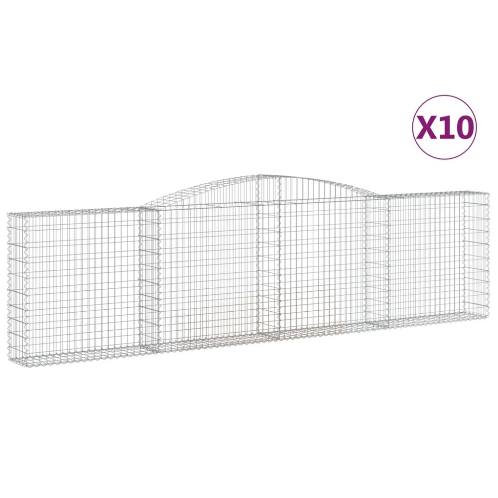 vidaXL Συρματοκιβώτια Τοξωτά 10 τεμ. 400x30x100/120 εκ. Γαλβαν. Ατσάλι