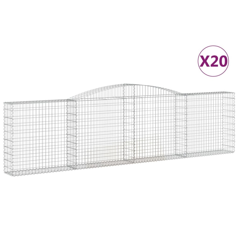 vidaXL Συρματοκιβώτια Τοξωτά 20 τεμ. 400x30x100/120 εκ. Γαλβαν. Ατσάλι