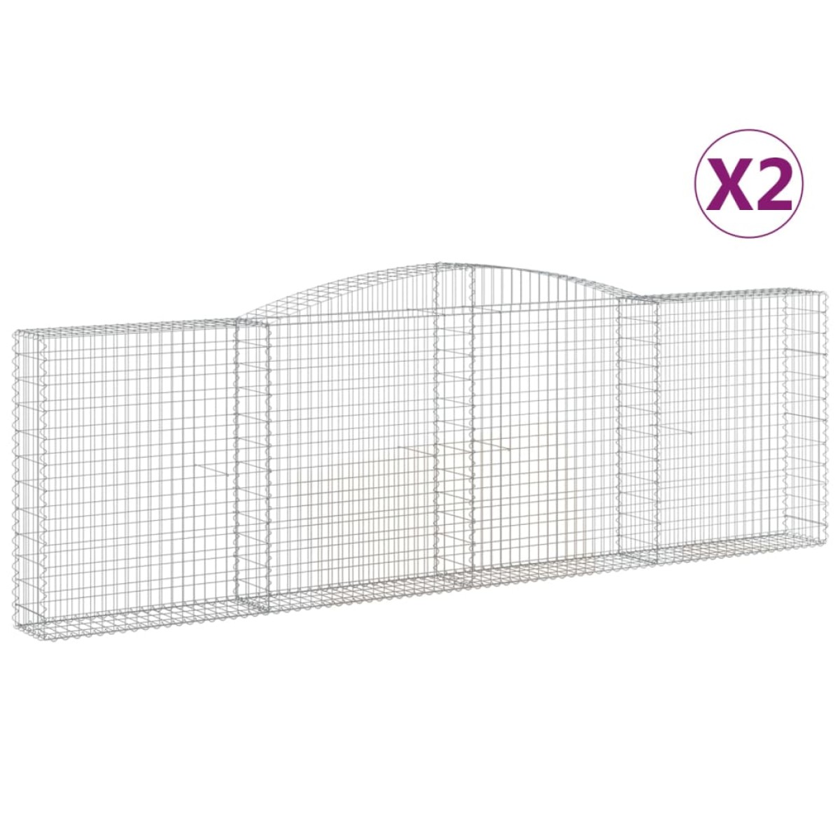 vidaXL Συρματοκιβώτια Τοξωτά 2 τεμ. 400x30x120/140 εκ. Γαλβαν. Ατσάλι