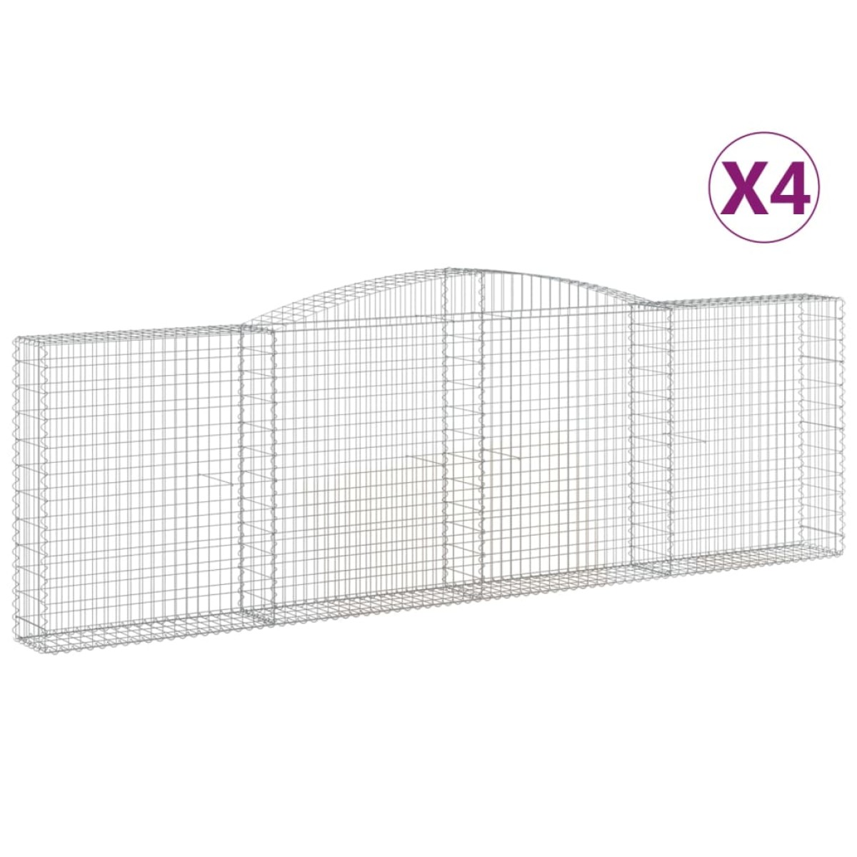 vidaXL Συρματοκιβώτια Τοξωτά 4 τεμ. 400x30x120/140 εκ. Γαλβαν. Ατσάλι