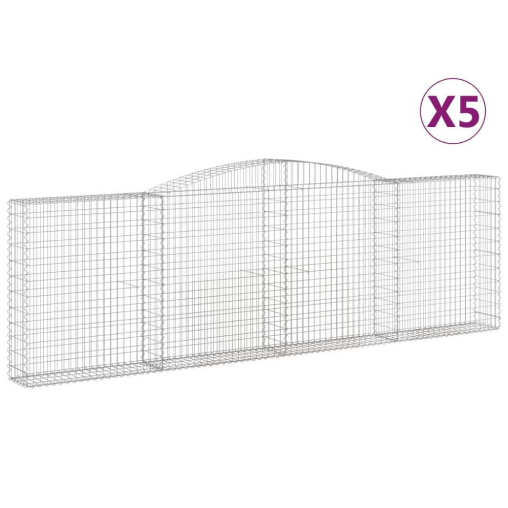 vidaXL Συρματοκιβώτια Τοξωτά 5 τεμ. 400x30x120/140 εκ. Γαλβαν. Ατσάλι
