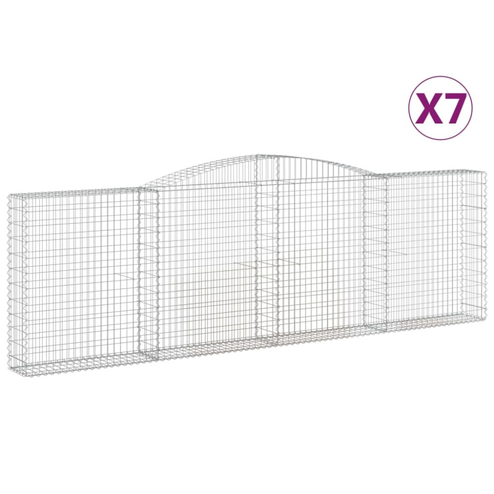 vidaXL Συρματοκιβώτια Τοξωτά 7 τεμ. 400x30x120/140 εκ. Γαλβαν. Ατσάλι