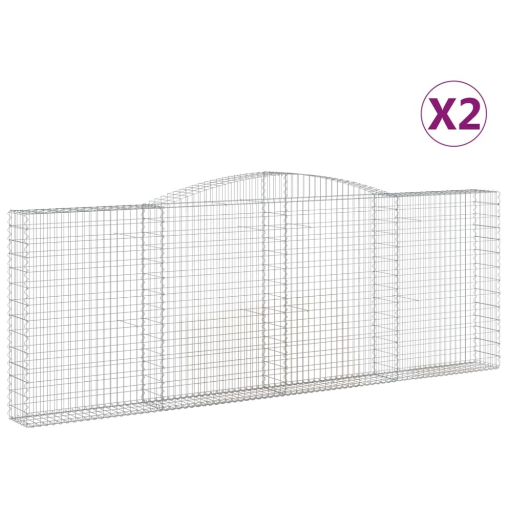 vidaXL Συρματοκιβώτια Τοξωτά 2 τεμ. 400x30x140/160 εκ. Γαλβαν. Ατσάλι