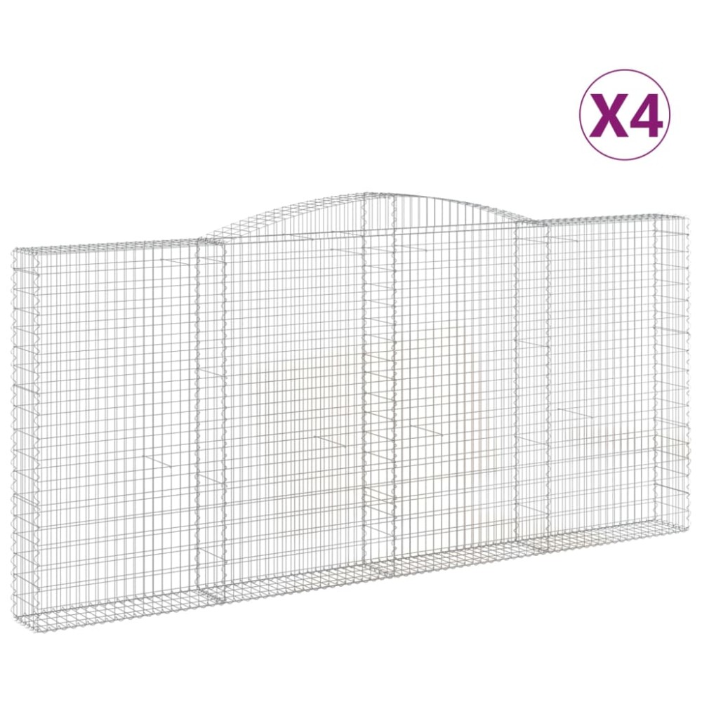 vidaXL Συρματοκιβώτια Τοξωτά 4 τεμ. 400x30x180/200 εκ. Γαλβαν. Ατσάλι