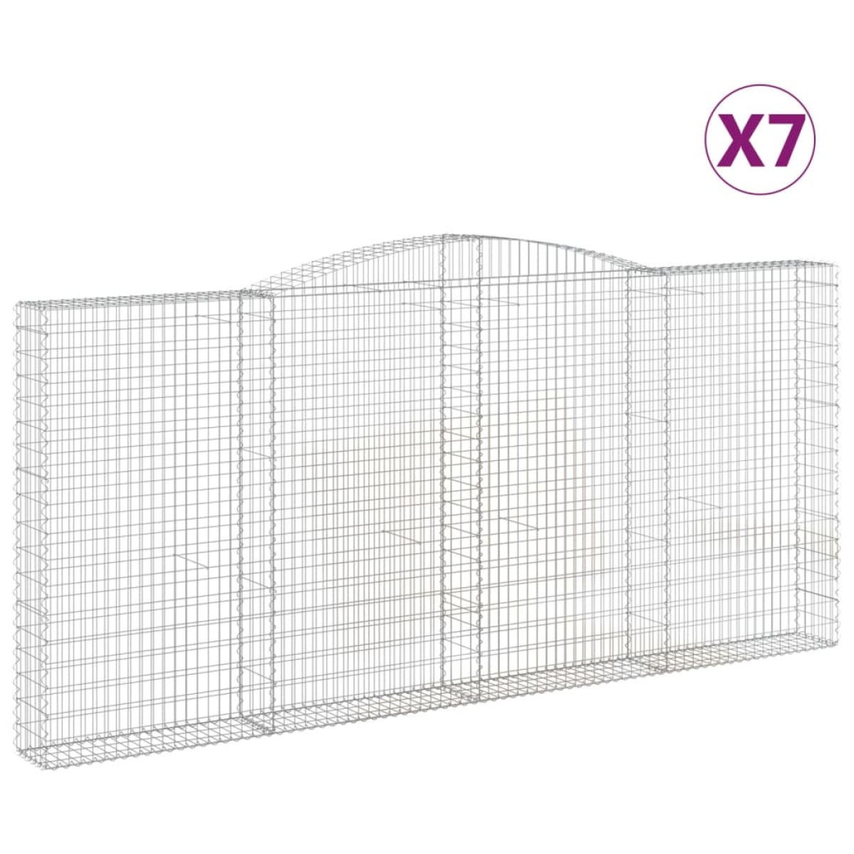 vidaXL Συρματοκιβώτια Τοξωτά 7 τεμ. 400x30x180/200 εκ. Γαλβαν. Ατσάλι