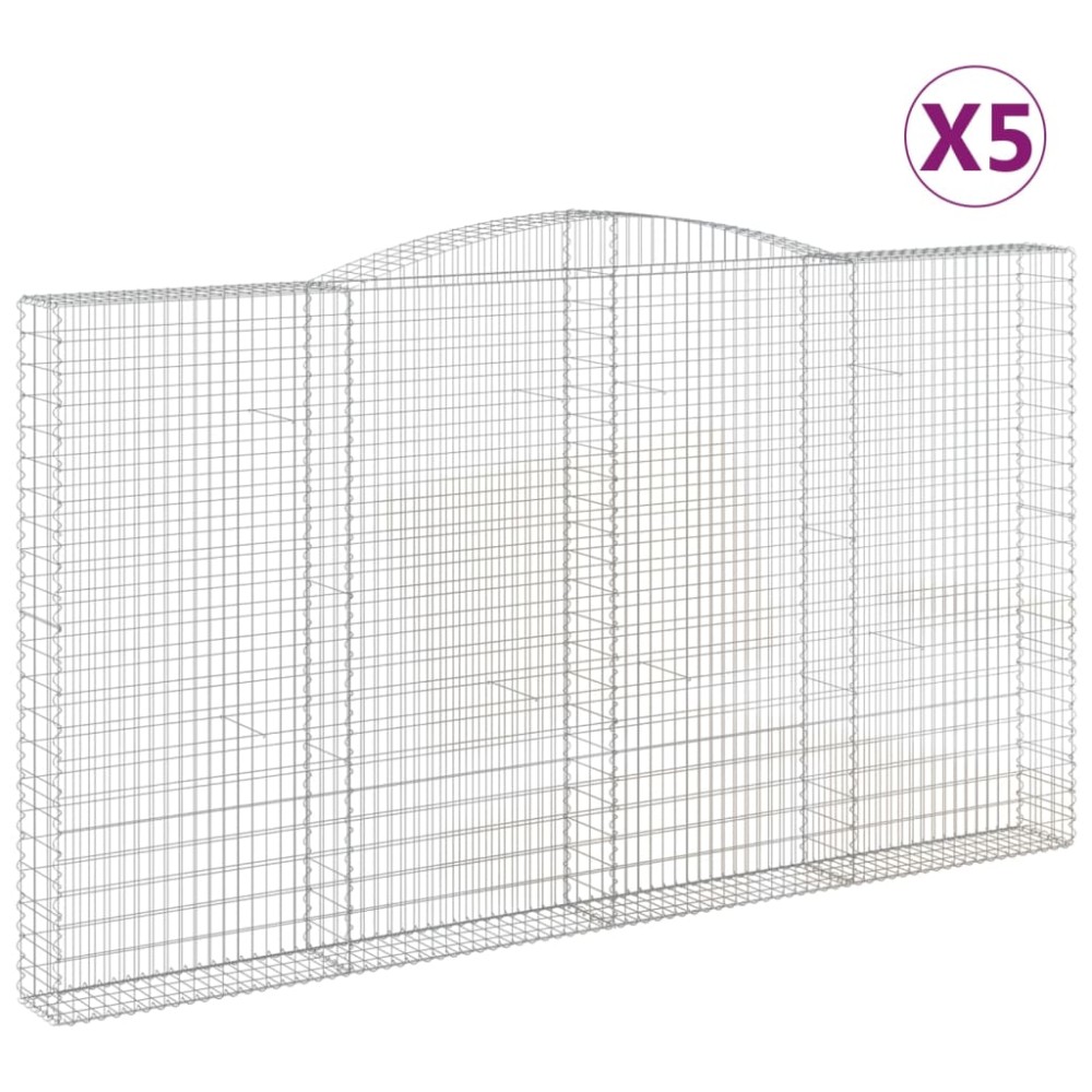 vidaXL Συρματοκιβώτια Τοξωτά 5 τεμ. 400x30x220/240 εκ. Γαλβαν. Ατσάλι