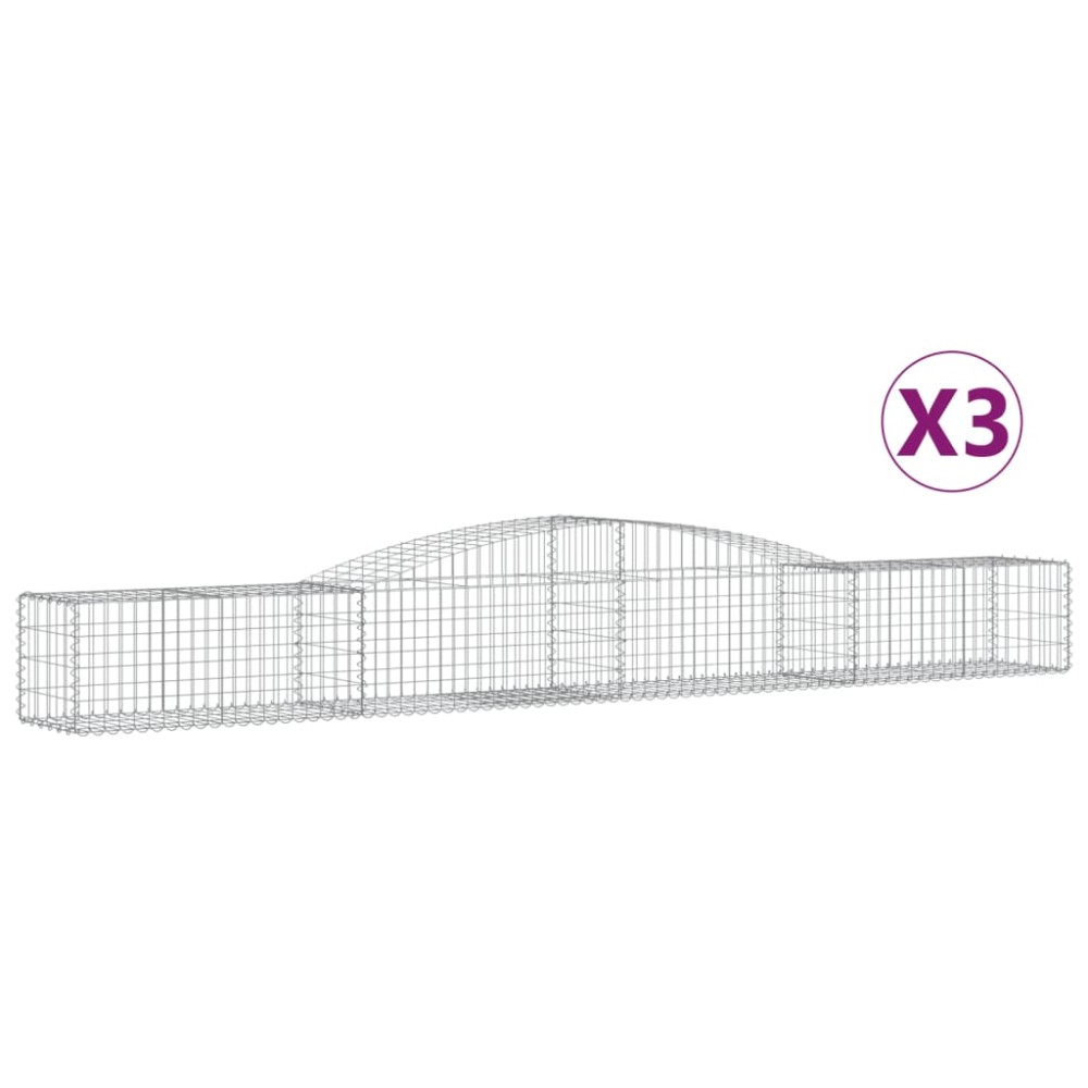 vidaXL Συρματοκιβώτια Τοξωτά 3 τεμ. 400x50x40/60 εκ. Γαλβαν. Ατσάλι