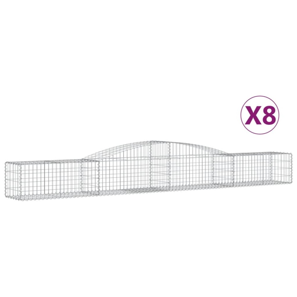 vidaXL Συρματοκιβώτια Τοξωτά 8 τεμ. 400x50x40/60 εκ. Γαλβαν. Ατσάλι