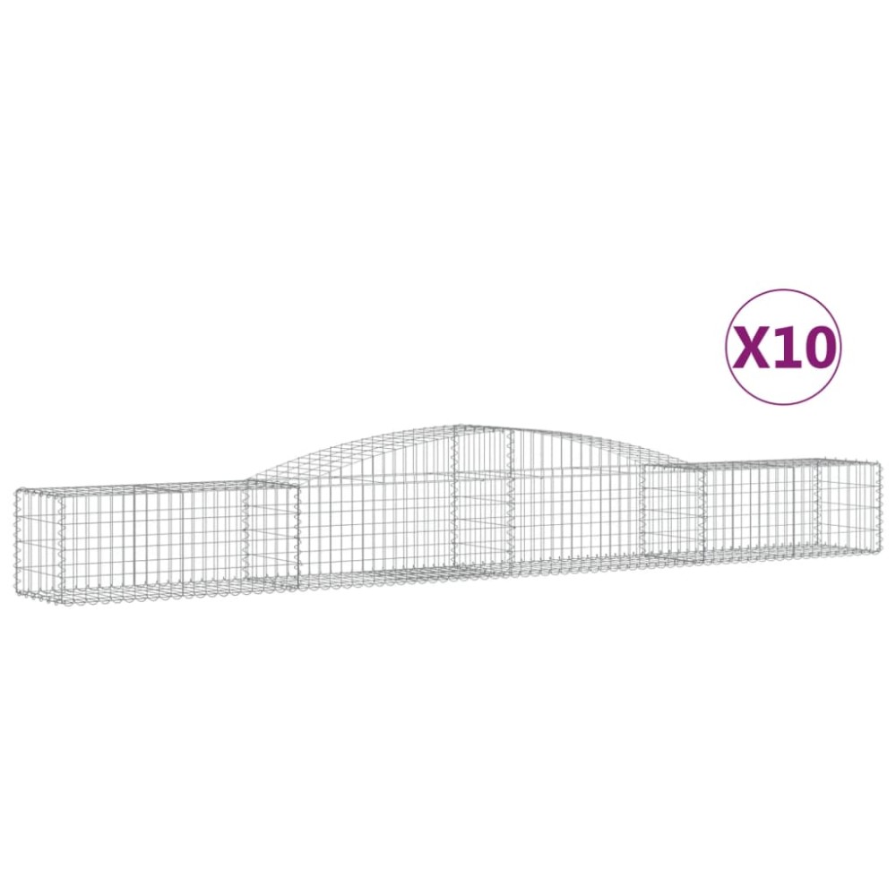 vidaXL Συρματοκιβώτια Τοξωτά 10 τεμ. 400x50x40/60 εκ. Γαλβαν. Ατσάλι