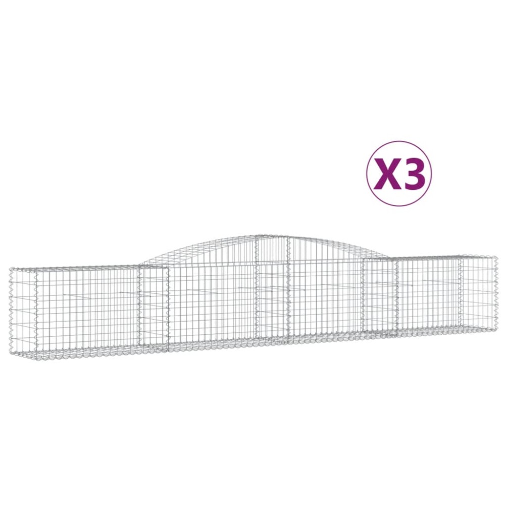 vidaXL Συρματοκιβώτια Τοξωτά 3 τεμ. 400x50x60/80 εκ. Γαλβαν. Ατσάλι