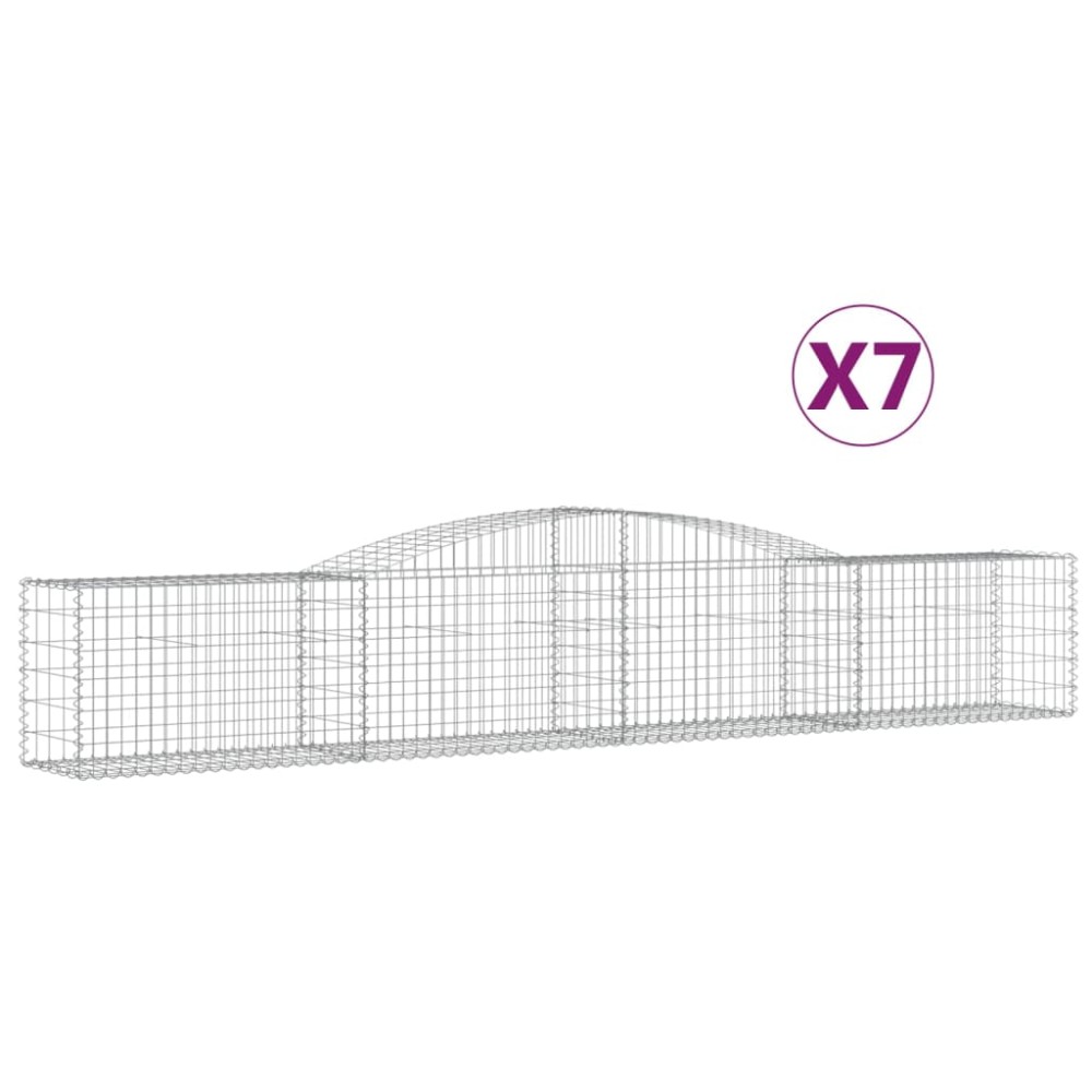 vidaXL Συρματοκιβώτια Τοξωτά 7 τεμ. 400x50x60/80 εκ. Γαλβαν. Ατσάλι