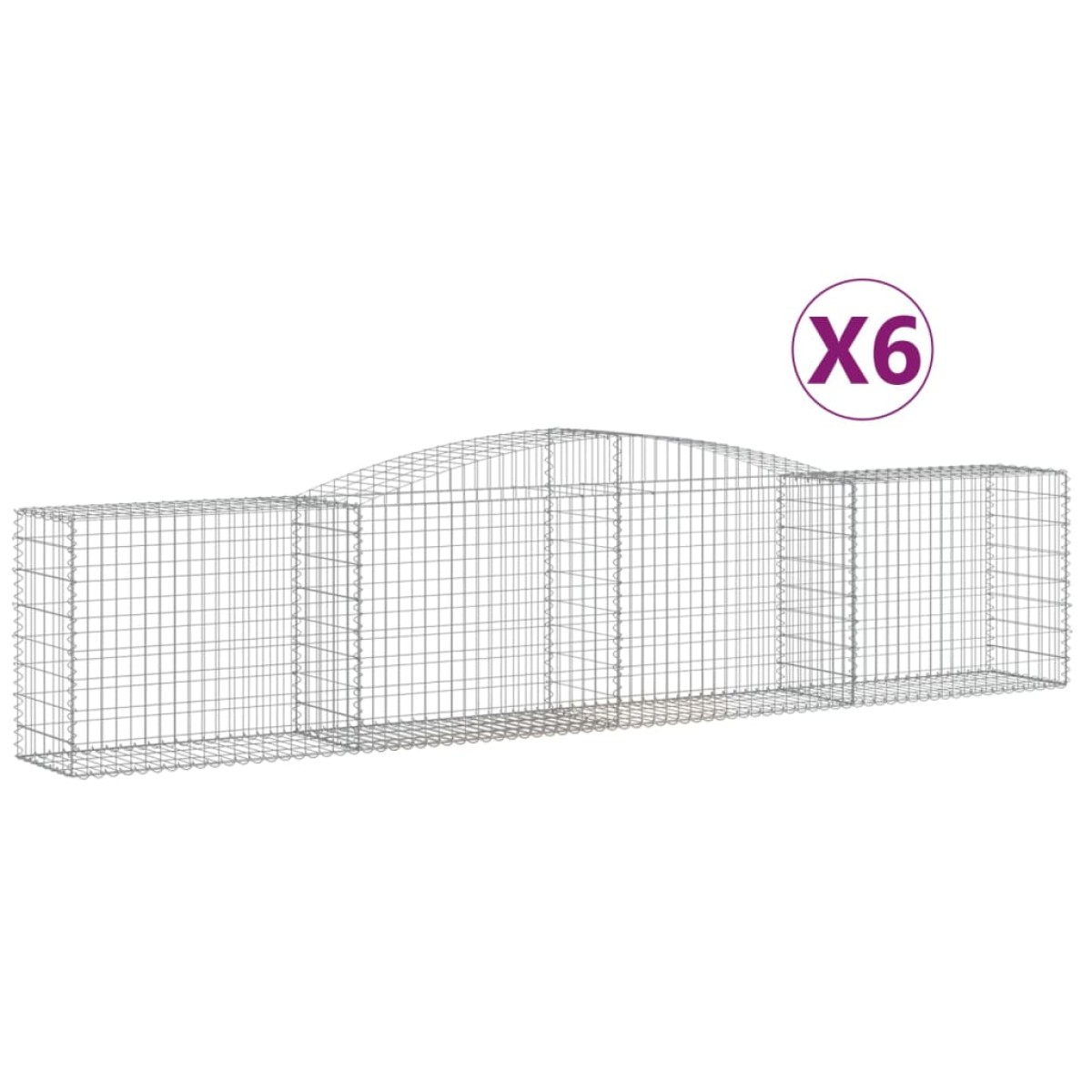 vidaXL Συρματοκιβώτια Τοξωτά 6 τεμ. 400x50x80/100 εκ. Γαλβαν. Ατσάλι