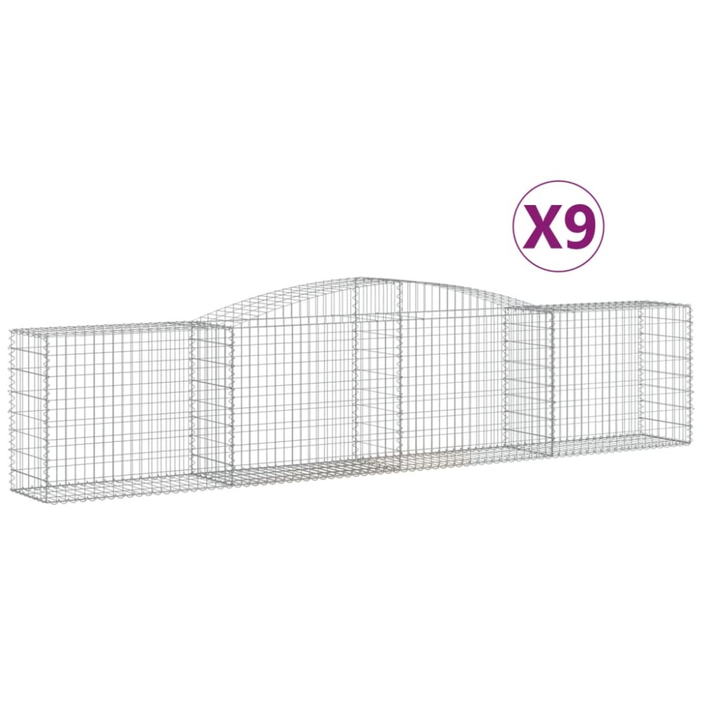 vidaXL Συρματοκιβώτια Τοξωτά 9 τεμ. 400x50x80/100 εκ. Γαλβαν. Ατσάλι