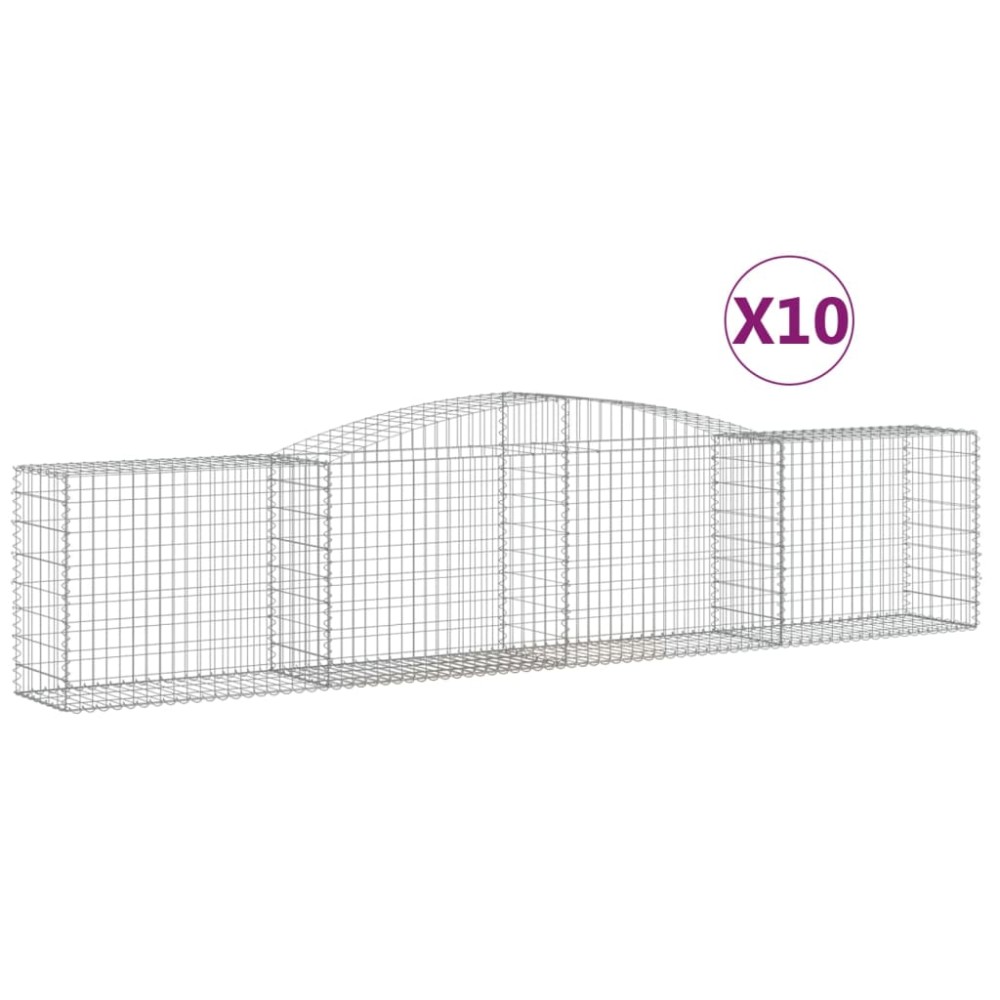 vidaXL Συρματοκιβώτια Τοξωτά 10 τεμ. 400x50x80/100 εκ. Γαλβαν. Ατσάλι