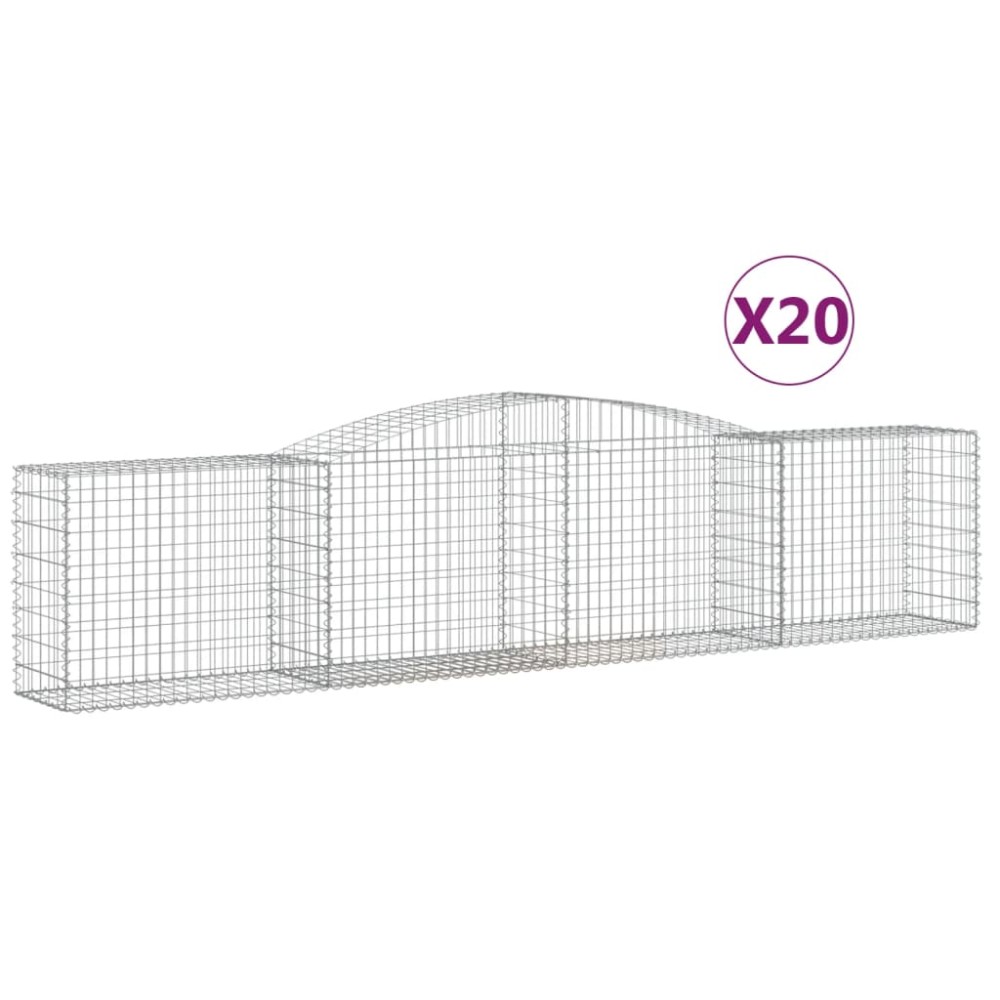 vidaXL Συρματοκιβώτια Τοξωτά 20 τεμ. 400x50x80/100 εκ. Γαλβαν. Ατσάλι