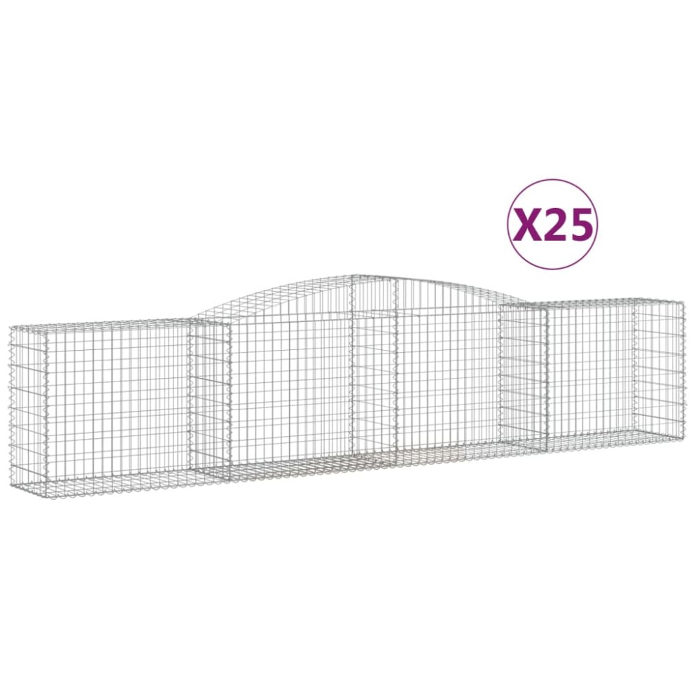 vidaXL Συρματοκιβώτια Τοξωτά 25 τεμ. 400x50x80/100 εκ. Γαλβαν. Ατσάλι