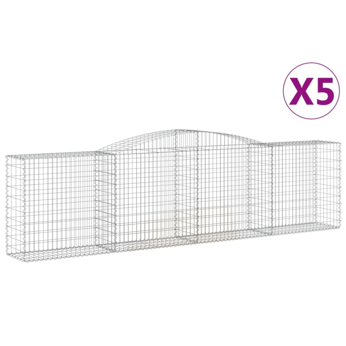 vidaXL Συρματοκιβώτια Τοξωτά 5 τεμ. 400x50x100/120 εκ. Γαλβαν. Ατσάλι