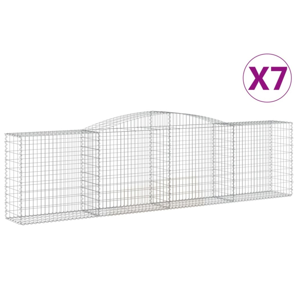 vidaXL Συρματοκιβώτια Τοξωτά 7 τεμ. 400x50x100/120 εκ. Γαλβαν. Ατσάλι