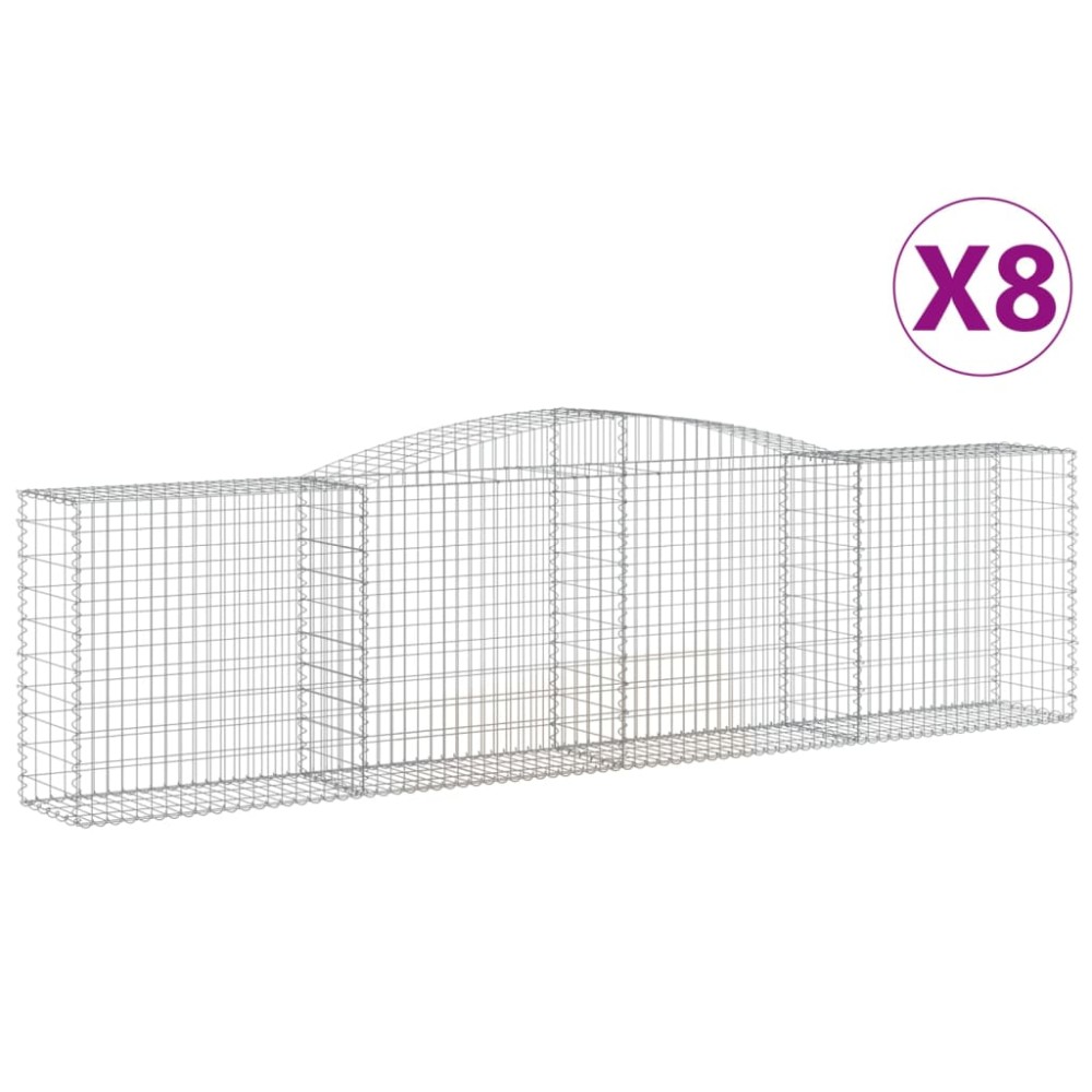 vidaXL Συρματοκιβώτια Τοξωτά 8 τεμ. 400x50x100/120 εκ. Γαλβαν. Ατσάλι