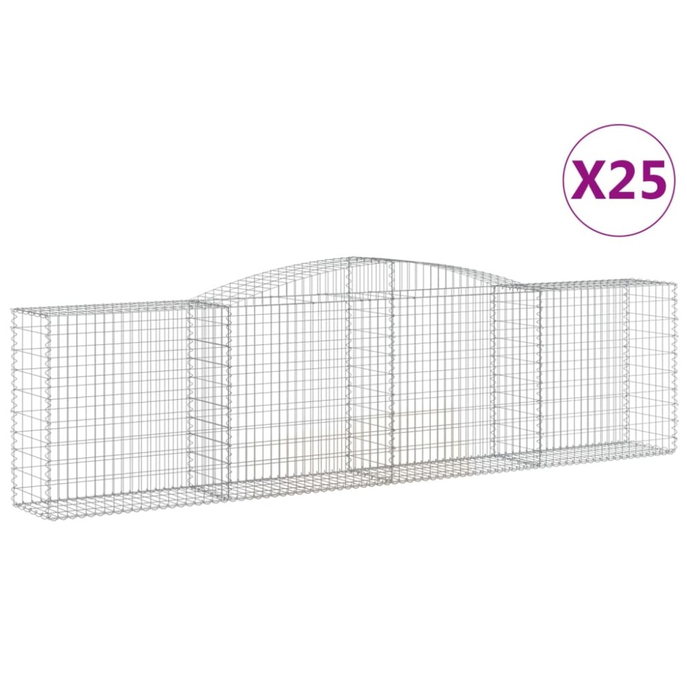 vidaXL Συρματοκιβώτια Τοξωτά 25 τεμ. 400x50x100/120 εκ. Γαλβαν. Ατσάλι