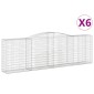 vidaXL Συρματοκιβώτια Τοξωτά 6 τεμ. 400x50x120/140 εκ. Γαλβαν. Ατσάλι