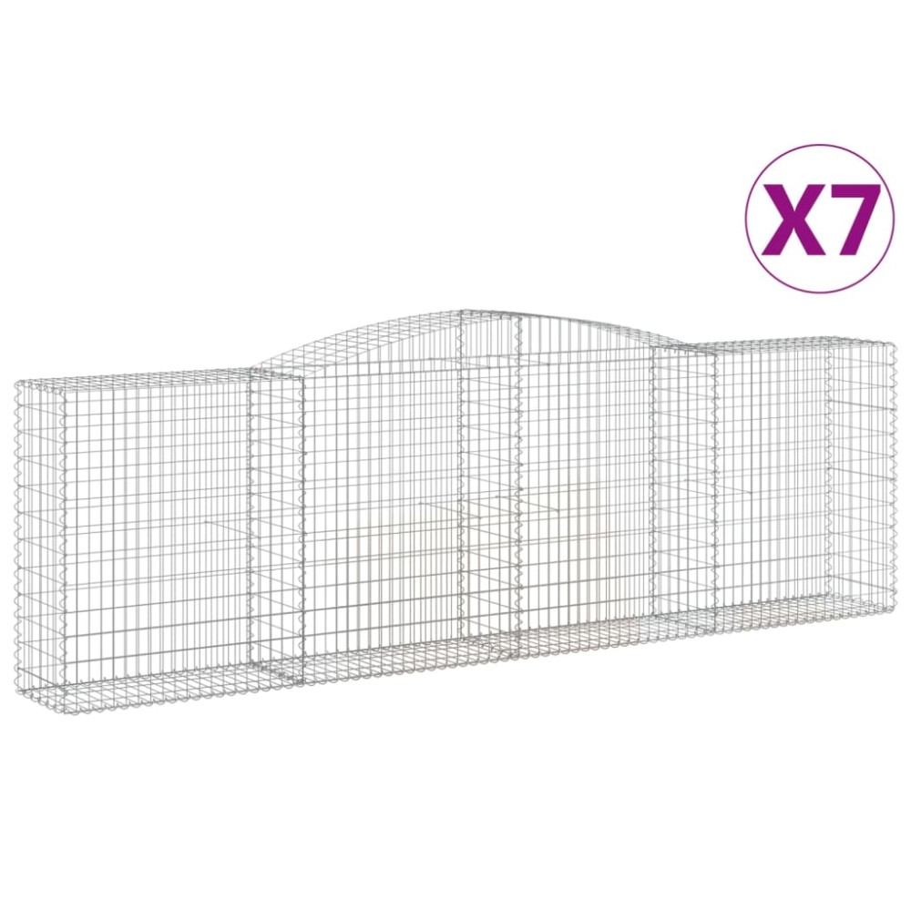 vidaXL Συρματοκιβώτια Τοξωτά 7 τεμ. 400x50x120/140 εκ. Γαλβαν. Ατσάλι