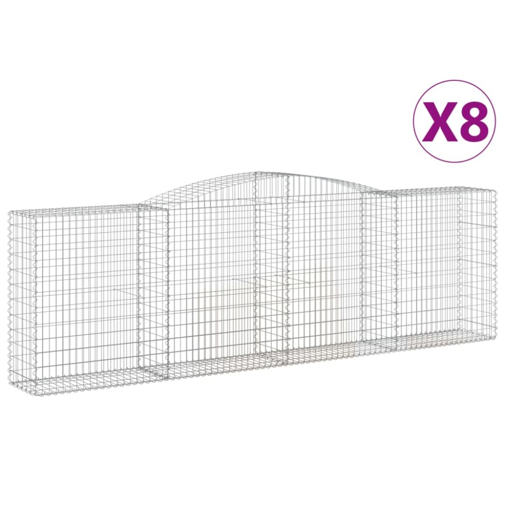 vidaXL Συρματοκιβώτια Τοξωτά 8 τεμ. 400x50x120/140 εκ. Γαλβαν. Ατσάλι