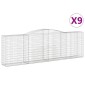 vidaXL Συρματοκιβώτια Τοξωτά 9 τεμ. 400x50x120/140 εκ. Γαλβαν. Ατσάλι