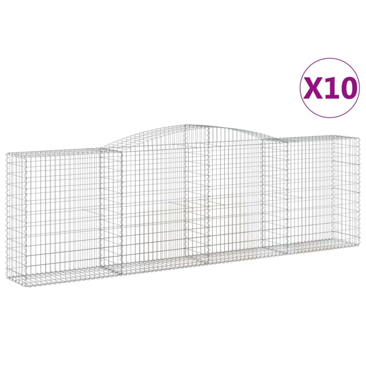 vidaXL Συρματοκιβώτια Τοξωτά 10 τεμ. 400x50x120/140 εκ. Γαλβαν. Ατσάλι