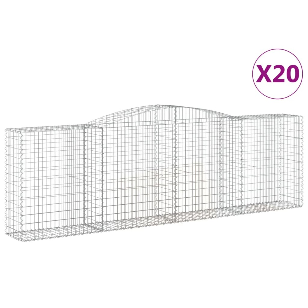 vidaXL Συρματοκιβώτια Τοξωτά 20 τεμ. 400x50x120/140 εκ. Γαλβαν. Ατσάλι