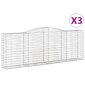 vidaXL Συρματοκιβώτια Τοξωτά 3 τεμ. 400x50x140/160 εκ. Γαλβαν. Ατσάλι