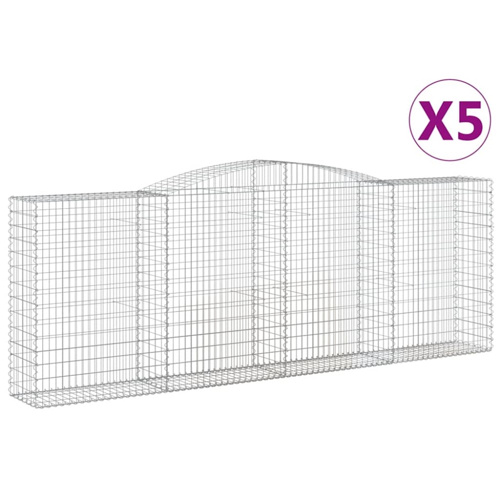 vidaXL Συρματοκιβώτια Τοξωτά 5 τεμ. 400x50x140/160 εκ. Γαλβαν. Ατσάλι