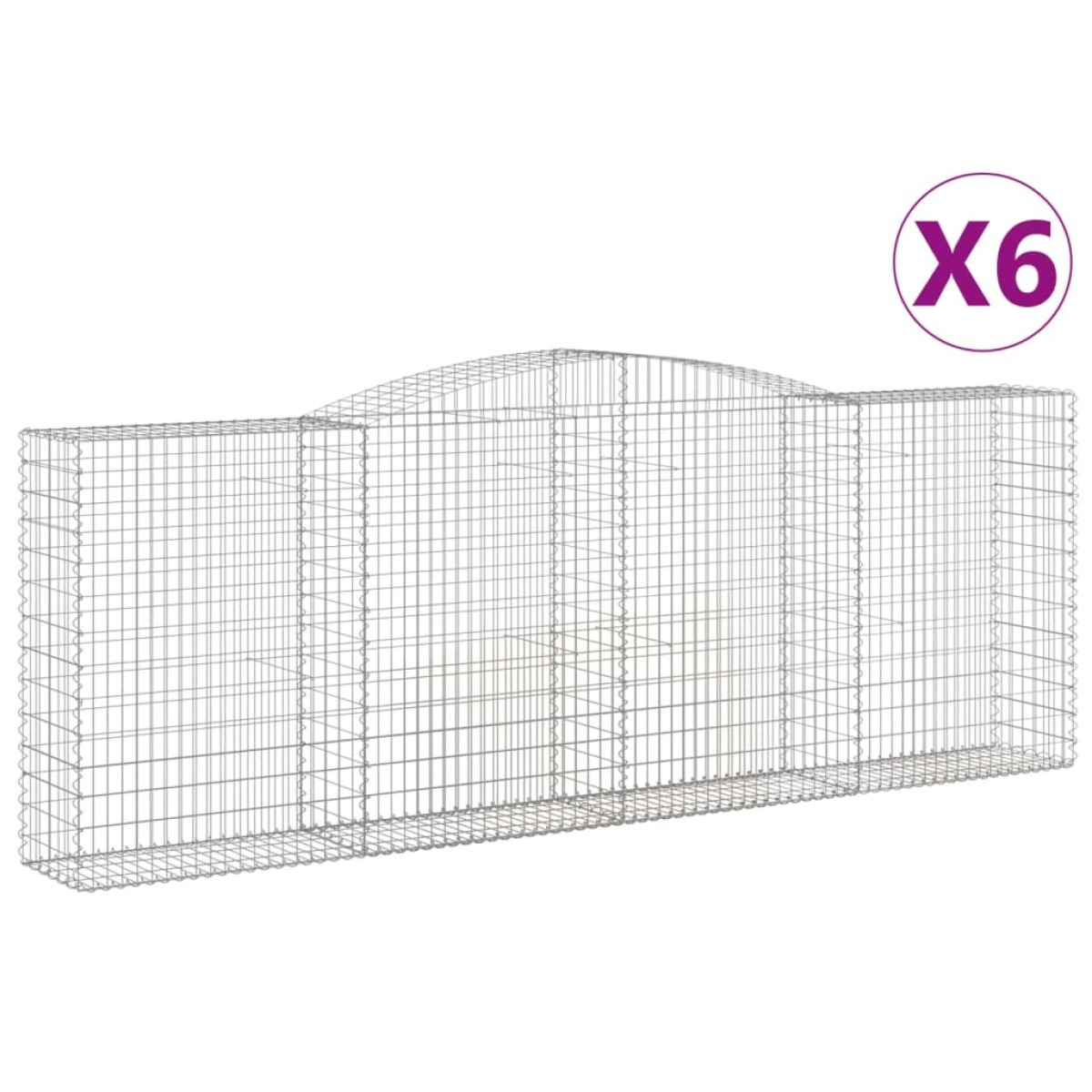 vidaXL Συρματοκιβώτια Τοξωτά 6 τεμ. 400x50x140/160 εκ. Γαλβαν. Ατσάλι