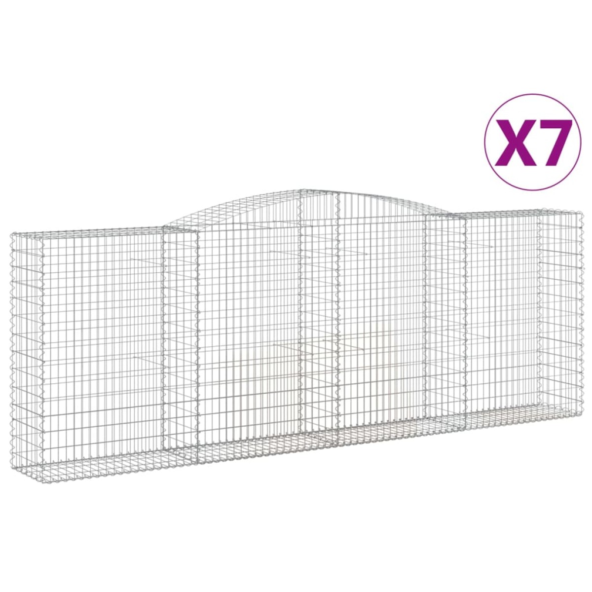 vidaXL Συρματοκιβώτια Τοξωτά 7 τεμ. 400x50x140/160 εκ. Γαλβαν. Ατσάλι