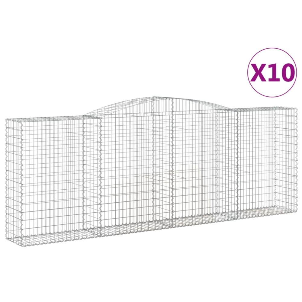 vidaXL Συρματοκιβώτια Τοξωτά 10 τεμ. 400x50x140/160 εκ. Γαλβαν. Ατσάλι