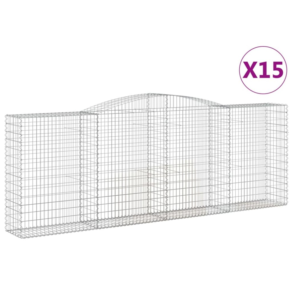 vidaXL Συρματοκιβώτια Τοξωτά 15 τεμ. 400x50x140/160 εκ. Γαλβαν. Ατσάλι