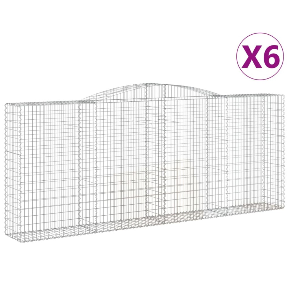 vidaXL Συρματοκιβώτια Τοξωτά 6 τεμ. 400x50x160/180 εκ. Γαλβαν. Ατσάλι