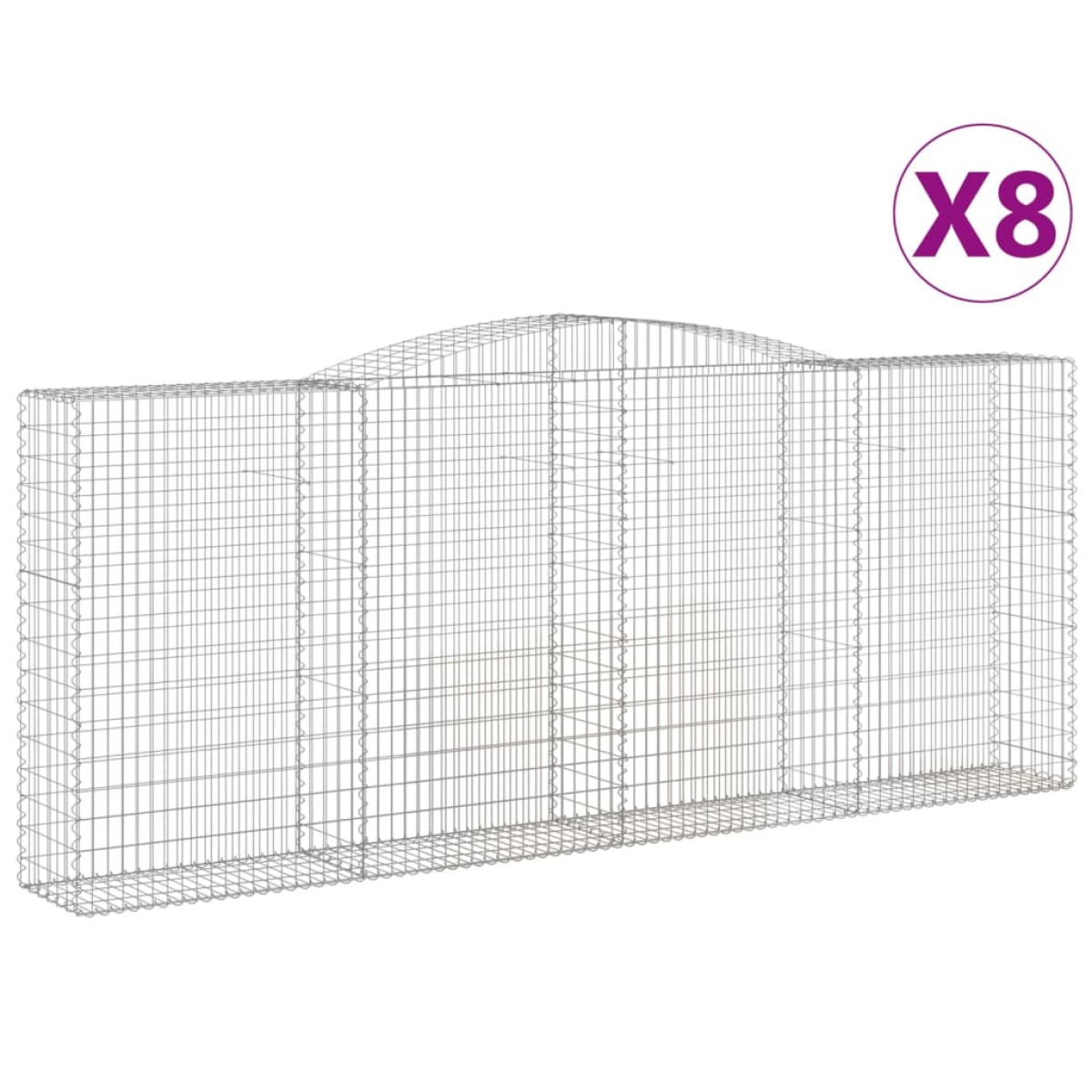 vidaXL Συρματοκιβώτια Τοξωτά 8 τεμ. 400x50x160/180 εκ. Γαλβαν. Ατσάλι