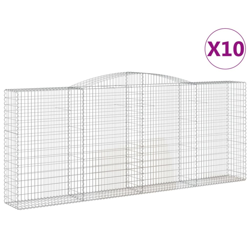 vidaXL Συρματοκιβώτια Τοξωτά 10 τεμ. 400x50x160/180 εκ. Γαλβαν. Ατσάλι