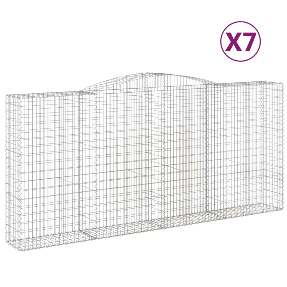 vidaXL Συρματοκιβώτια Τοξωτά 7 τεμ. 400x50x180/200 εκ. Γαλβαν. Ατσάλι