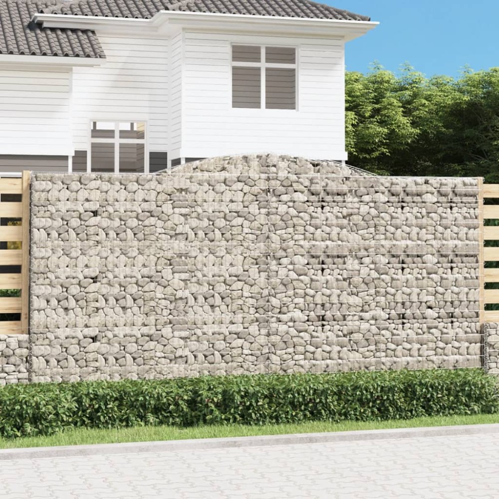 vidaXL Συρματοκιβώτια Τοξωτά 4 τεμ. 400x50x200/220 εκ. Γαλβαν. Ατσάλι