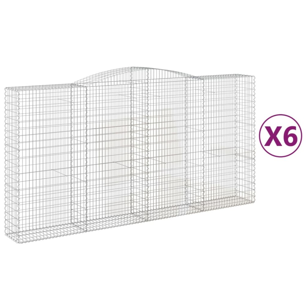 vidaXL Συρματοκιβώτια Τοξωτά 6 τεμ. 400x50x200/220 εκ. Γαλβαν. Ατσάλι
