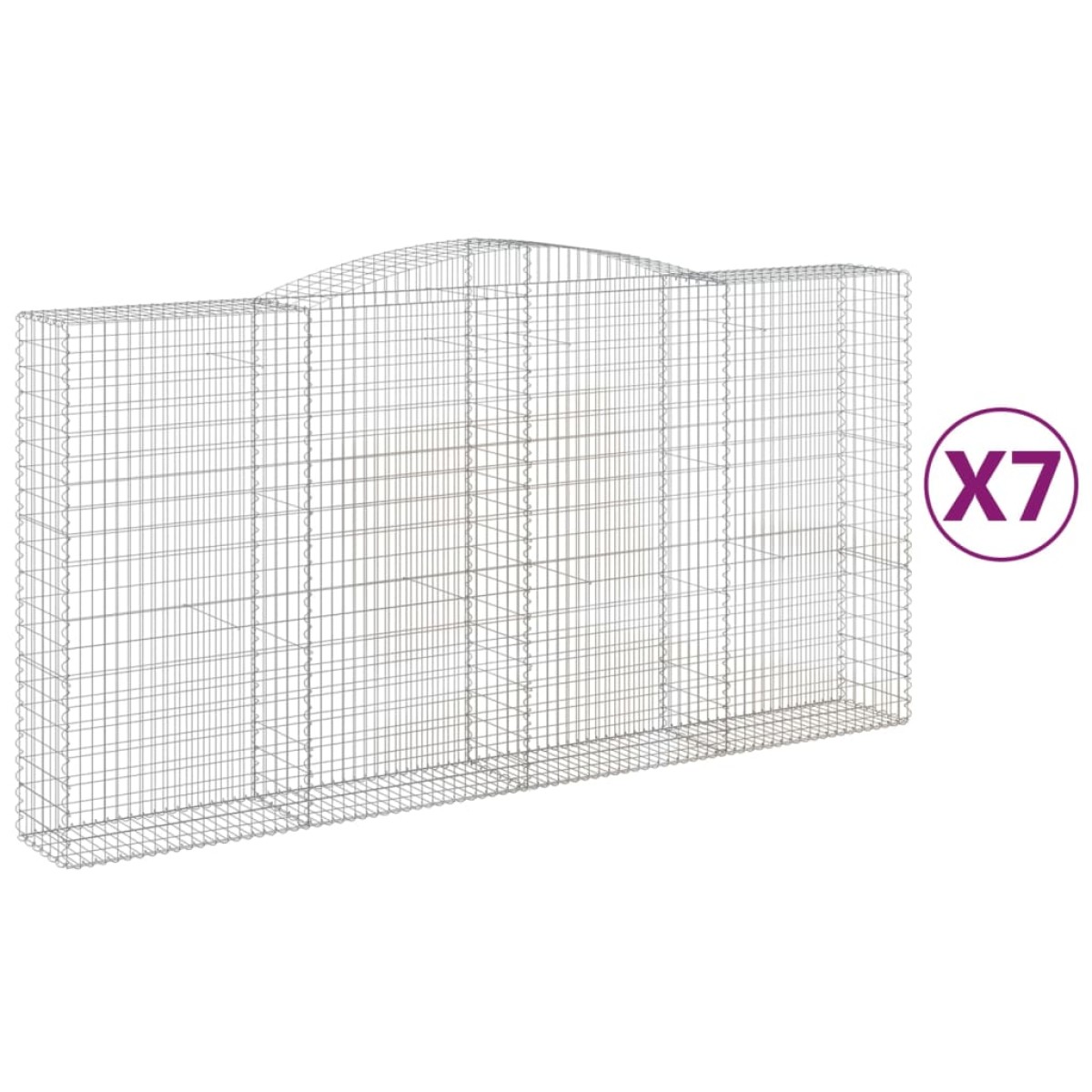 vidaXL Συρματοκιβώτια Τοξωτά 7 τεμ. 400x50x200/220 εκ. Γαλβαν. Ατσάλι