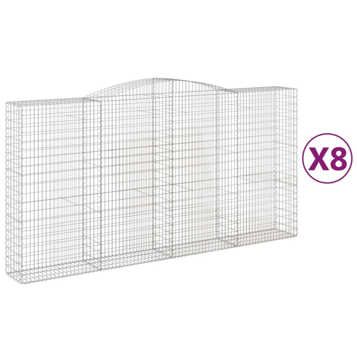 vidaXL Συρματοκιβώτια Τοξωτά 8 τεμ. 400x50x200/220 εκ. Γαλβαν. Ατσάλι