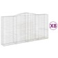 vidaXL Συρματοκιβώτια Τοξωτά 8 τεμ. 400x50x200/220 εκ. Γαλβαν. Ατσάλι