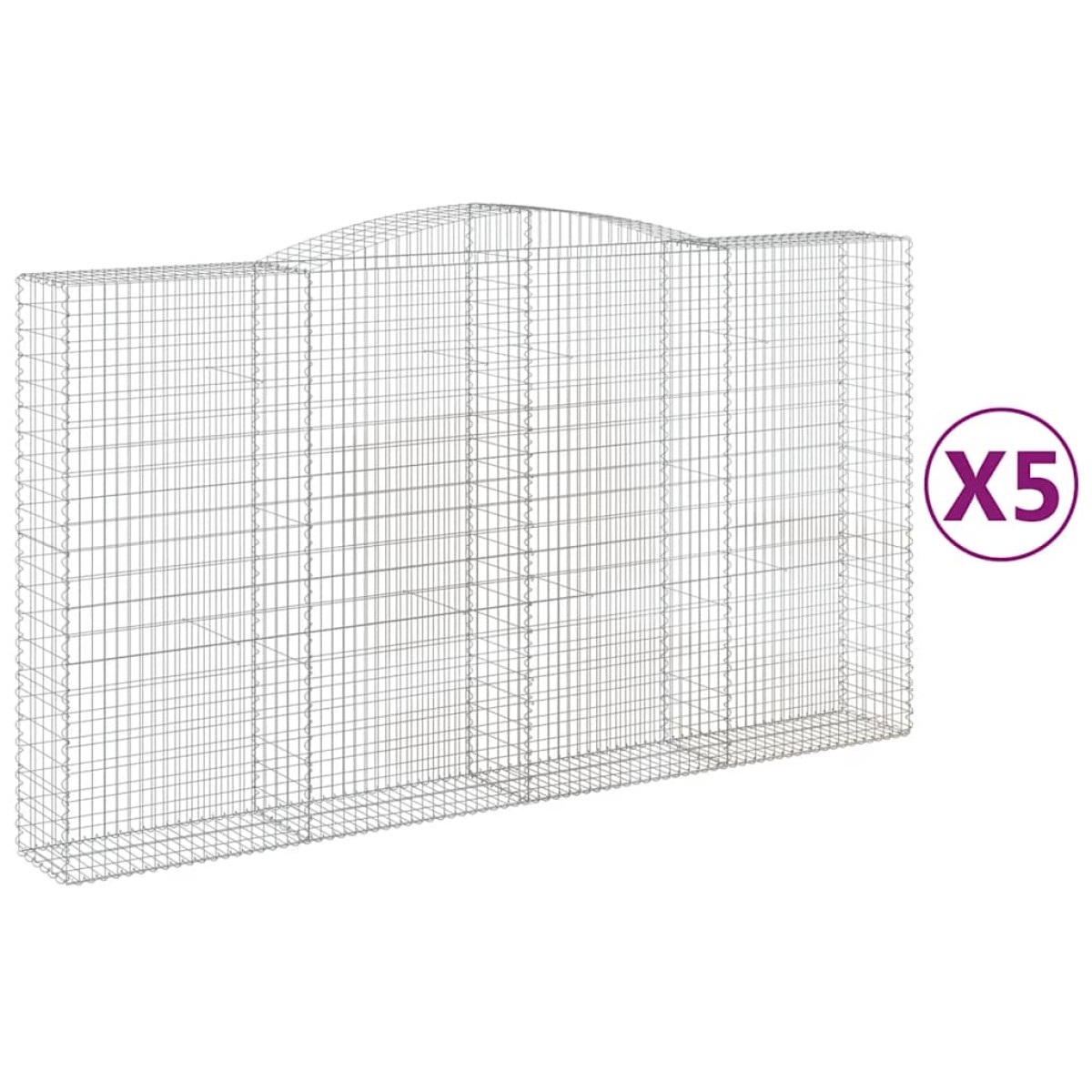vidaXL Συρματοκιβώτια Τοξωτά 5 τεμ. 400x50x220/240 εκ. Γαλβαν. Ατσάλι