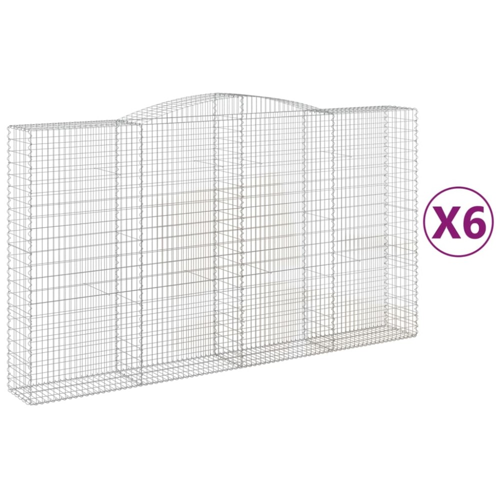 vidaXL Συρματοκιβώτια Τοξωτά 6 τεμ. 400x50x220/240 εκ. Γαλβαν. Ατσάλι