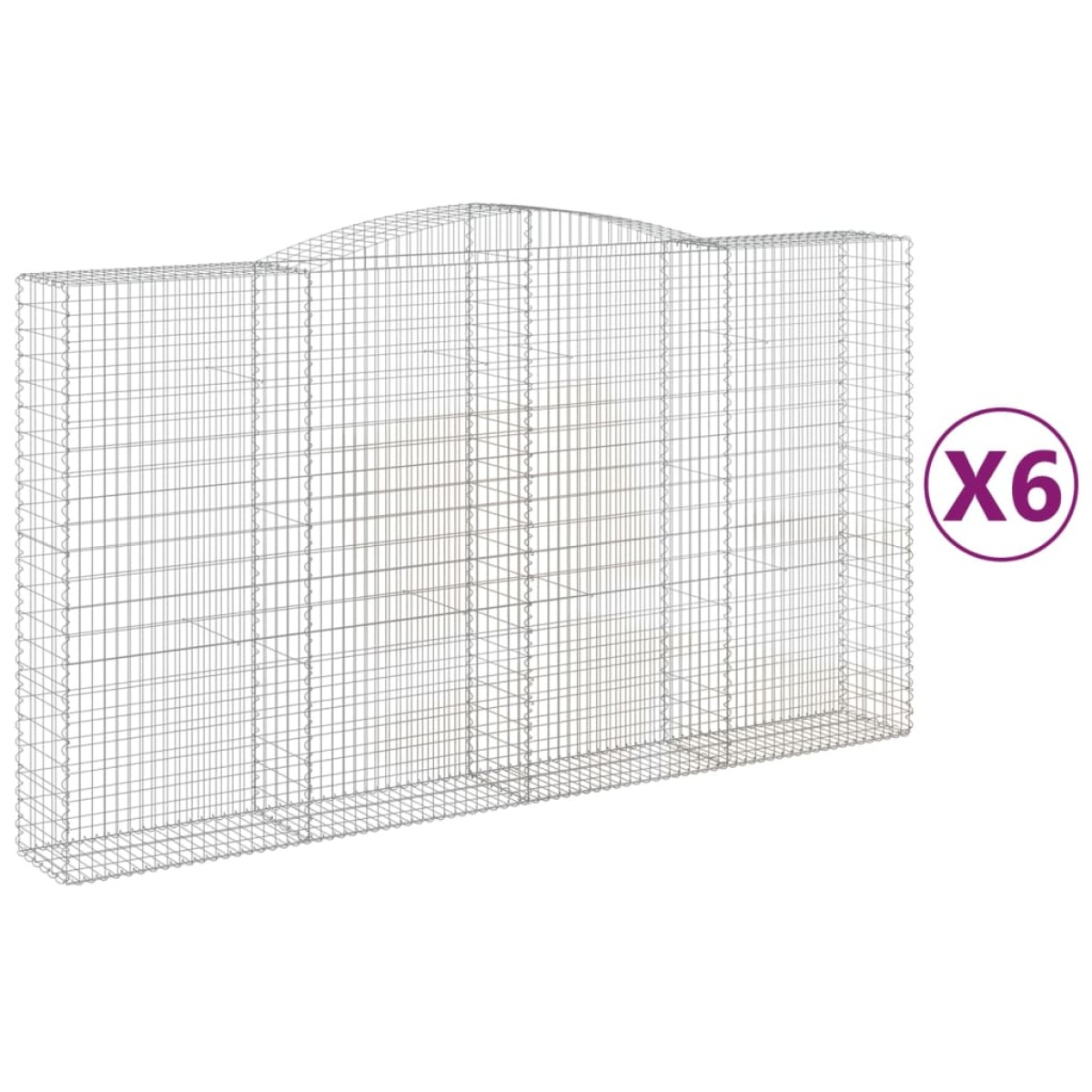 vidaXL Συρματοκιβώτια Τοξωτά 6 τεμ. 400x50x220/240 εκ. Γαλβαν. Ατσάλι