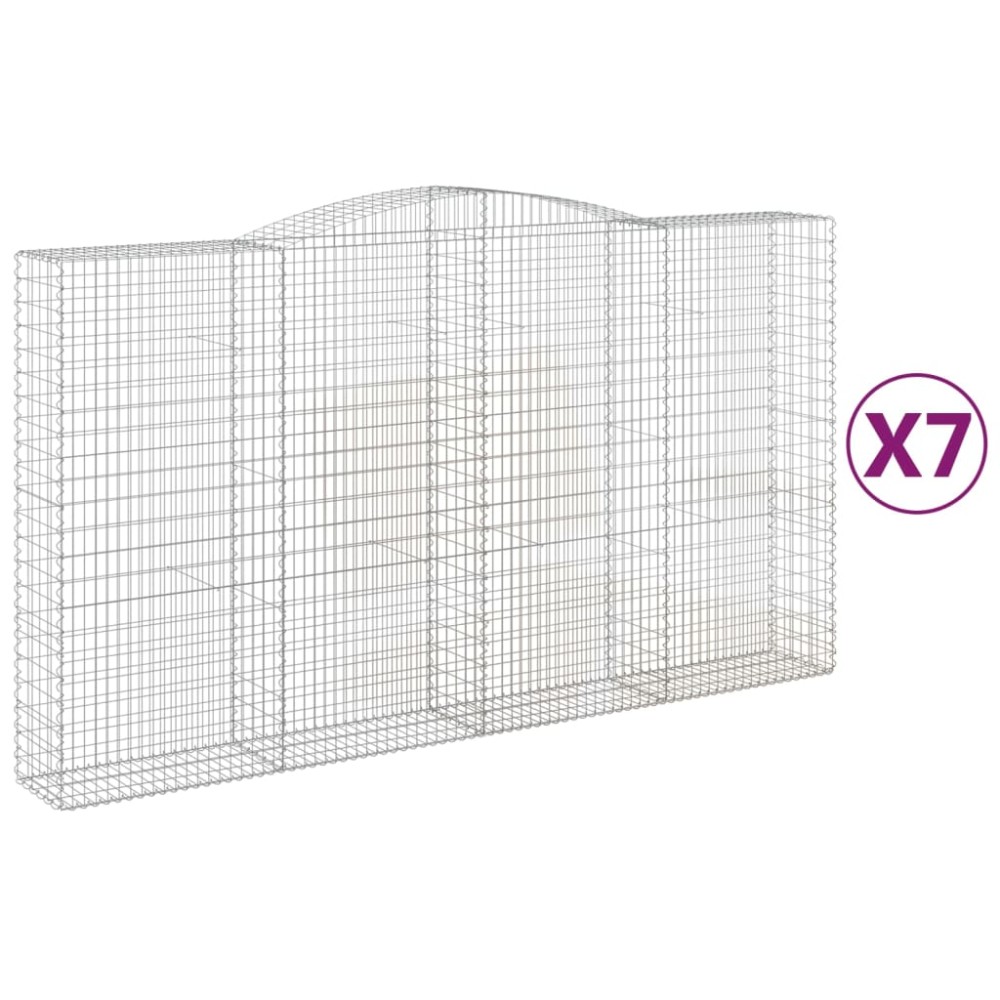 vidaXL Συρματοκιβώτια Τοξωτά 7 τεμ. 400x50x220/240 εκ. Γαλβαν. Ατσάλι