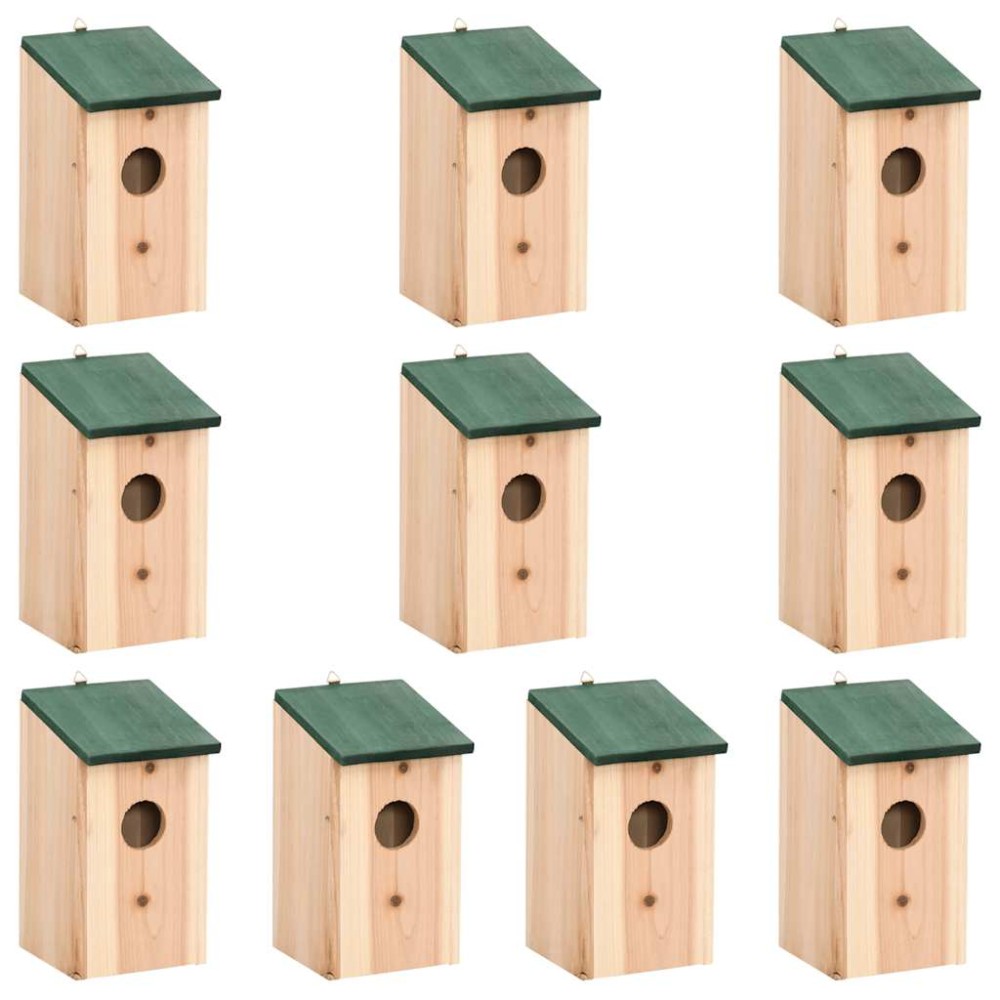 vidaXL Φωλιές Πουλιών 10 τεμ. 12 x 12 x 22 εκ. από Μασίφ Ξύλο Ελάτης